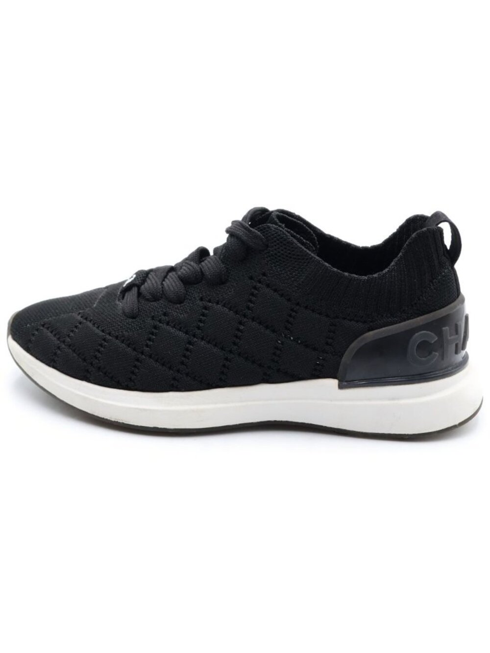 Chanel CC Logo Low Cut Mesh Sneakers Rubber Black